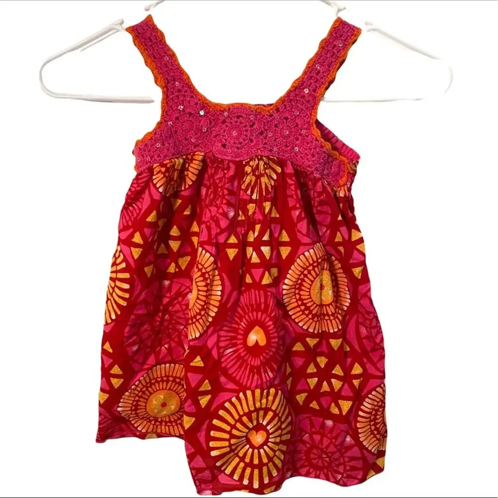 The Children’s Place Dress Girls Size 4 Crochet tank colorful floral XS